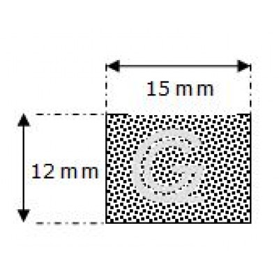 Rechthoekig mosrubber snoer | 12 x 15 mm | per meter